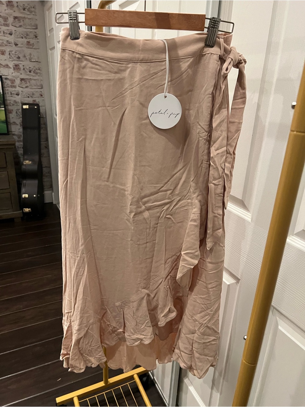 Petal Pink Wrap Midi Skirt